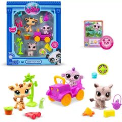   Littlest Pet Shop LPS - Szafari készlet figurákkal (orrszarvú, zsiráf, majom)