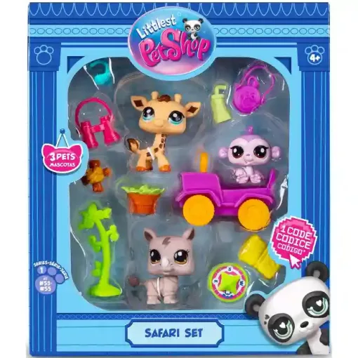 Littlest Pet Shop LPS - Szafari készlet figurákkal (orrszarvú, zsiráf, majom)