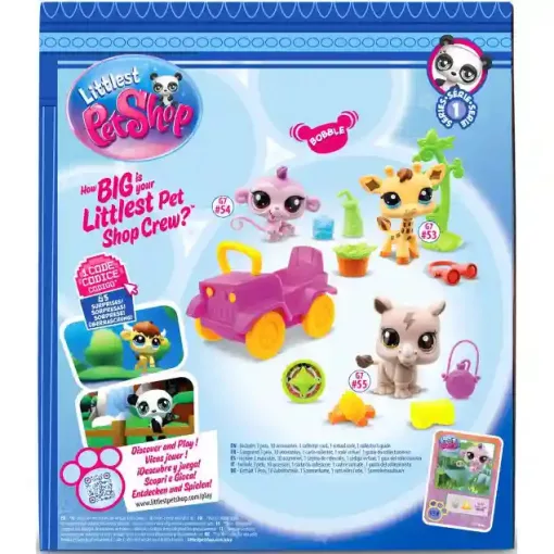 Littlest Pet Shop LPS - Szafari készlet figurákkal (orrszarvú, zsiráf, majom)
