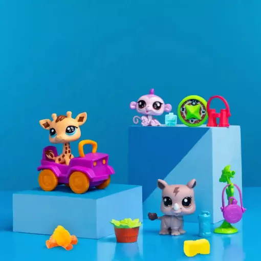 Littlest Pet Shop LPS - Szafari készlet figurákkal (orrszarvú, zsiráf, majom)