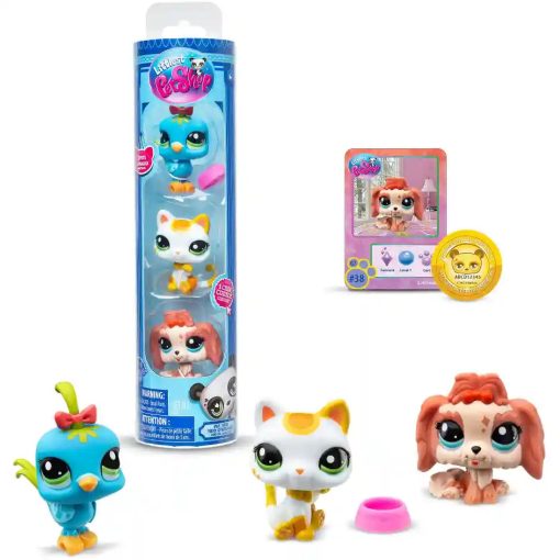 Littlest Pet Shop LPS - Kutya,  cica és madár figuraszett