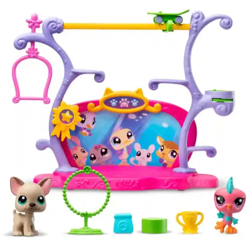 Littlest Pet Shop LPS - Tehetségkutató játékszett figurákkal (francia bulldog kutya, madár)