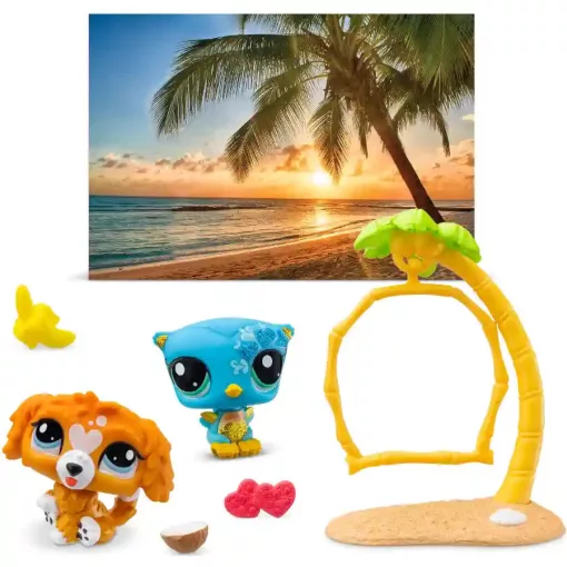 Littlest Pet Shop LPS - Tengerparti napozás figurákkal (spániel kutya, bagoly)