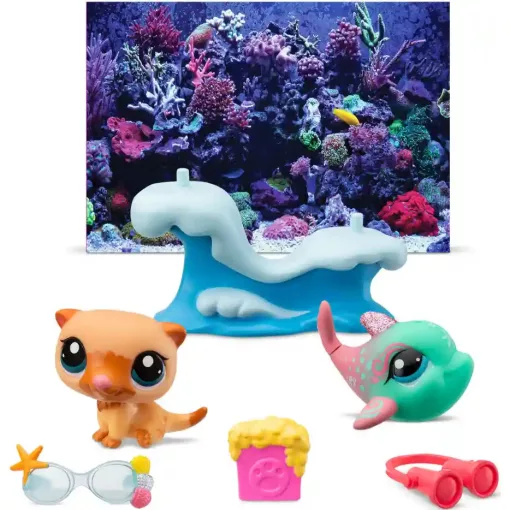 Littlest Pet Shop LPS - Vizes kaland figurákkal (vidra, delfin)