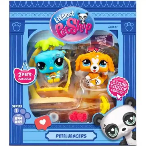 Littlest Pet Shop LPS - Tengerparti napozás figurákkal (labradoodle kutya (#45) és bagoly (#44))