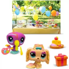   Littlest Pet Shop LPS - Kerti parti figurákkal (Lhasa apso kutya (#102) és tukán (#103))