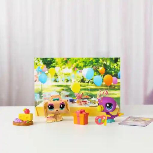 Littlest Pet Shop LPS - Kerti parti figurákkal (Lhasa apso kutya (#102) és tukán (#103))