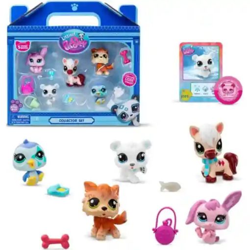 Littlest Pet Shop LPS - Téli gyűjtői készlet figurákkal (jegesmedve, pingvin, ló, farkas, nyuszi)