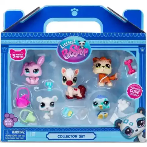 Littlest Pet Shop LPS - Téli gyűjtői készlet figurákkal (jegesmedve, pingvin, ló, farkas, nyuszi)