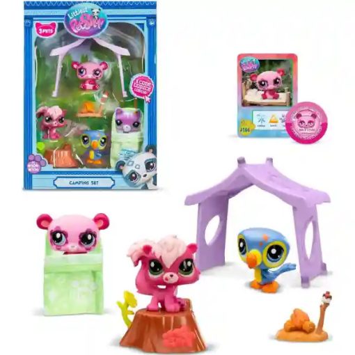 Littlest Pet Shop LPS - Kemping készlet figurákkal (pandamaci, tukán, mókus)