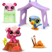 Littlest Pet Shop LPS - Kemping készlet figurákkal (pandamaci, tukán, mókus)