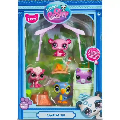 Littlest Pet Shop LPS - Kemping készlet figurákkal (pandamaci, tukán, mókus)