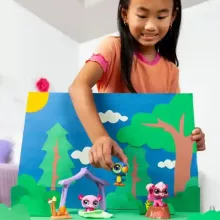 Littlest Pet Shop LPS - Kemping készlet figurákkal (pandamaci, tukán, mókus)