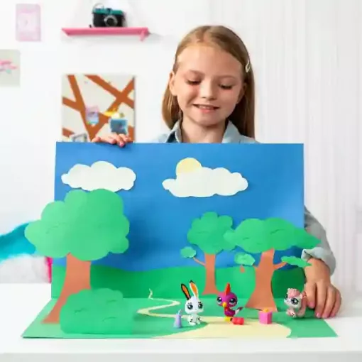 Littlest Pet Shop LPS - Harkály (fakopáncs) (#99), nyuszi (#100) és mókus (#101) figuraszett