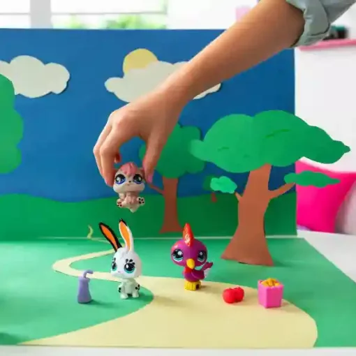 Littlest Pet Shop LPS - Harkály (fakopáncs) (#99), nyuszi (#100) és mókus (#101) figuraszett