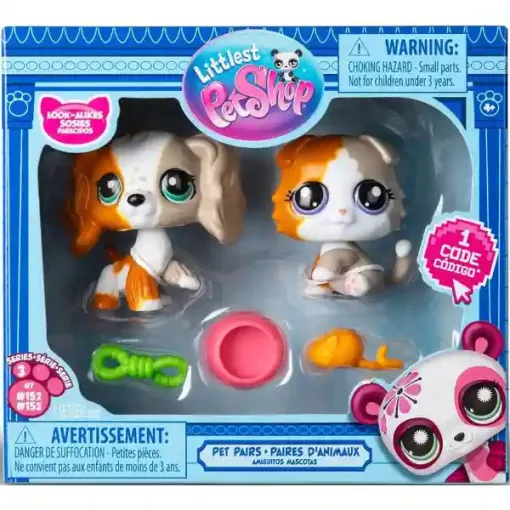 Littlest Pet Shop LPS - Skót lógófülű cica (#152) és spániel kutya (#153) figuraszett