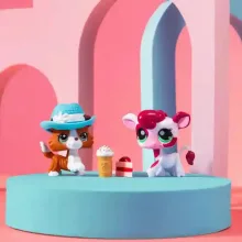 Littlest Pet Shop LPS - Tehén (#150) és border collie kutya (#151) figuraszett