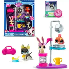   Littlest Pet Shop LPS - Diszkó party figurákkal (páva madár (#169), dándog kutya (#170) és nyuszi (#171))