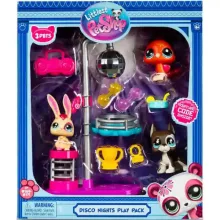 Littlest Pet Shop LPS - Diszkó party figurákkal (páva madár (#169), dándog kutya (#170) és nyuszi (#171))