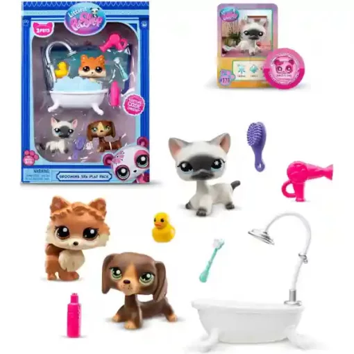 Littlest Pet Shop LPS - Wellness hétvége figurákkal (tacskó kutya (#172), sziámi cica (#173) és pomerániai törpespicc kutya (#174))