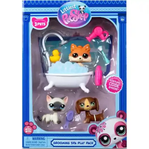 Littlest Pet Shop LPS - Wellness hétvége figurákkal (tacskó kutya (#172), sziámi cica (#173) és pomerániai törpespicc kutya (#174))