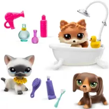 Littlest Pet Shop LPS - Wellness hétvége figurákkal (tacskó kutya (#172), sziámi cica (#173) és pomerániai törpespicc kutya (#174))