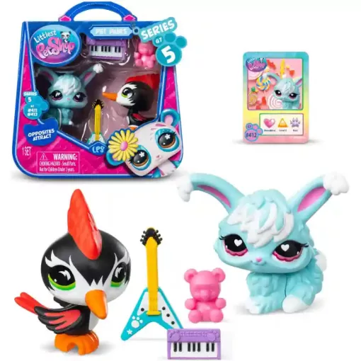 Littlest Pet Shop LPS - Harkály (fakopáncs) (#411) és nyuszi (#412) figuraszett