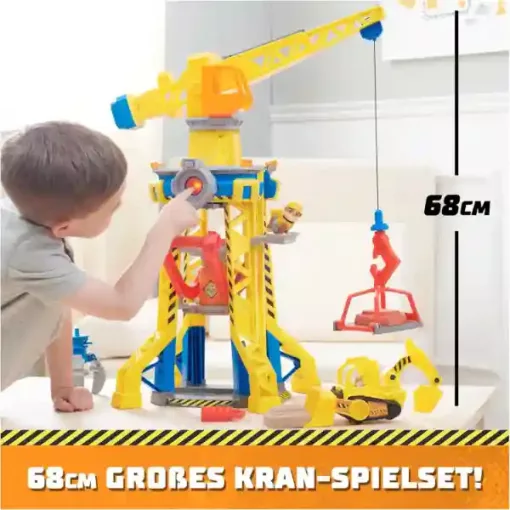 Mancs őrjárat - Rubble és csapata: interaktív építkezési daru, 60cm magas, Rubble és buldózere markolóval, Paw Patrol