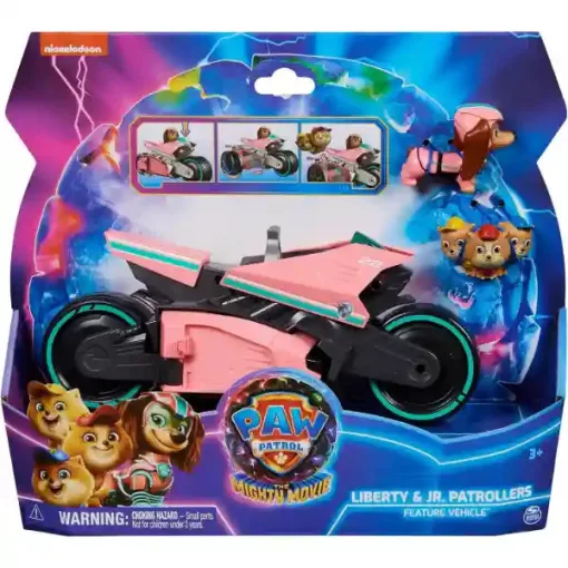 Mancs őrjárat - A szuperfilm: Átalakuló motoros játékszett Liberty és Jr. Patrollers figurákkal, Paw Patrol