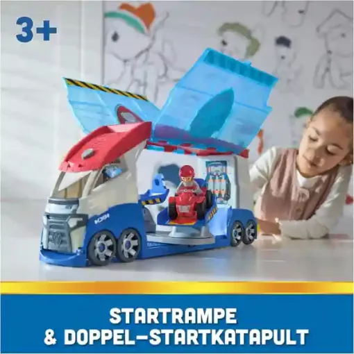 Mancs őrjárat - Paw Patroller csapatszállító kamion hanggal, Ryder figurával és járművével