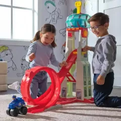   Mancs őrjárat - Rescue Wheels: interaktív torony hurok pályával, 106cm magas, Chase rendőrautója, Paw Patrol