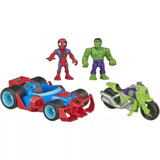 Hasbro Marvel Super Hero Adventures járművek Pókember és Hulk figurákkal 13cm