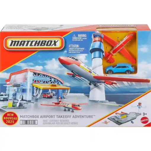 Mattel Matchbox repülőtér és légi irányítóközpont repülővel és kisautóval
