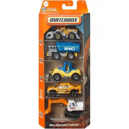 Mattel Matchbox kisautók 5 darabos szett - MBX Construction VII™