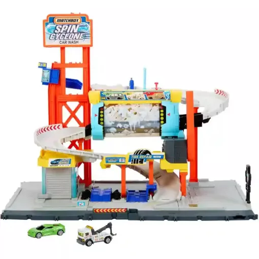 Mattel Matchbox Spin Cyclone autómosó játékszett kisautóval