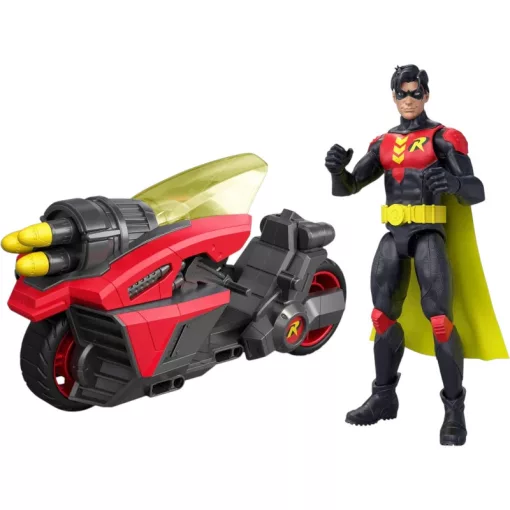 Mattel DC Premier Batman - Robin akciófigura és motorja kilövővel 16cm