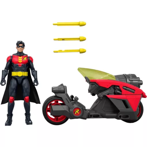 Mattel DC Premier Batman - Robin akciófigura és motorja kilövővel 16cm
