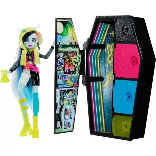 Mattel Monster High Skulltimate Secrets Neon Frights - Frankie Stein baba koporsóval