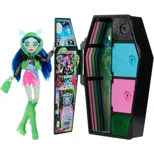 Mattel Monster High Skulltimate Secrets Neon Frights - Ghoulia Yelps baba koporsóval