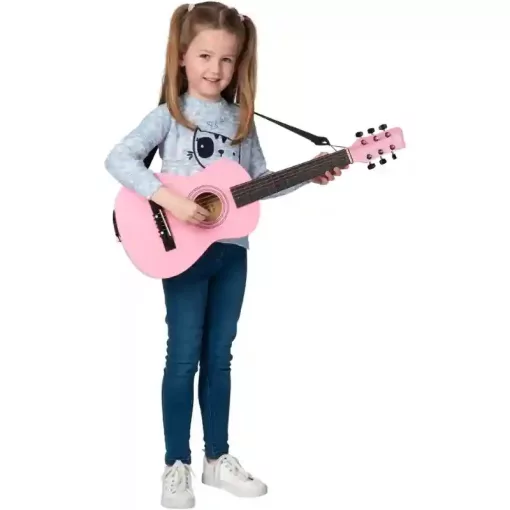 Rockstar Junior 6 húros akusztikus rózsaszín gitár gyerekeknek