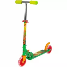 Dinós fémvázas összecsukható kétkerekű gyerek roller lábfékkel, LED világítással