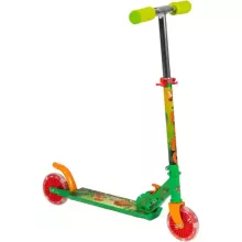 Dinós fémvázas összecsukható kétkerekű gyerek roller lábfékkel, LED világítással