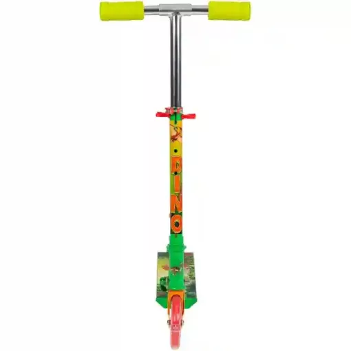 Dinós fémvázas összecsukható kétkerekű gyerek roller lábfékkel, LED világítással