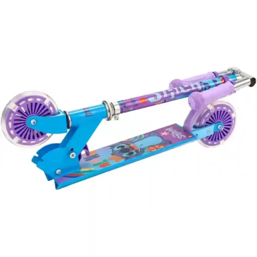 Disney Stitch fémvázas összecsukható kétkerekű gyerek roller lábfékkel, LED világítással