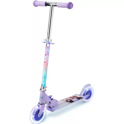 Disney Jégvarázs fémvázas összecsukható kétkerekű gyerek roller lábfékkel, LED világítással