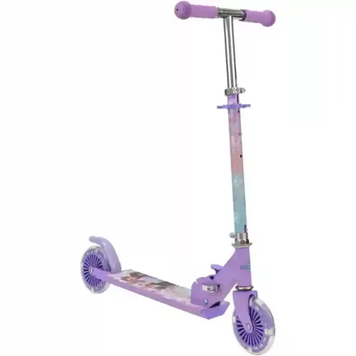 Disney Jégvarázs fémvázas összecsukható kétkerekű gyerek roller lábfékkel, LED világítással