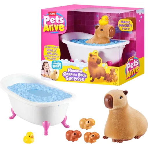 Pets Alive - Interaktív Mama Surprise kapibara bébikkel és fürdőkáddal