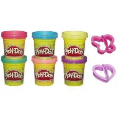   Hasbro Play-Doh 6 tégelyes csillámos színes gyurma készlet