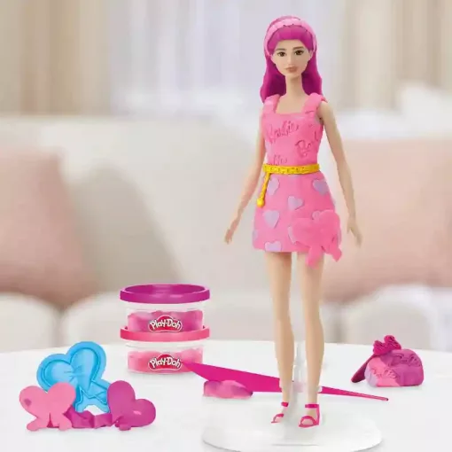 Hasbro Play-Doh Barbie divattervező gyurmakészlet babával - Szívek és frizura