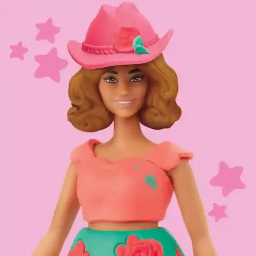 Hasbro Play-Doh Barbie divattervező gyurmakészlet babával - Virágok és rojtok